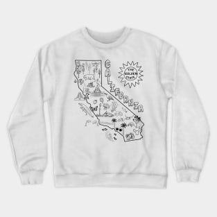 California State Map with Pictures Crewneck Sweatshirt